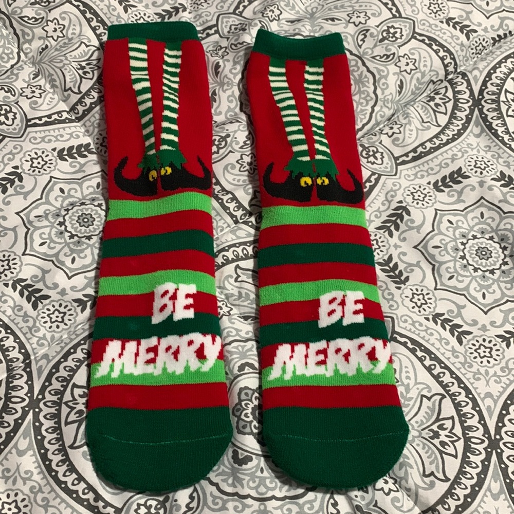Christmas Tall Socks with rubber bottoms